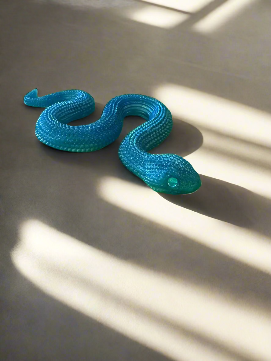Resin Art Colorful Snake. 7 Inches Long
