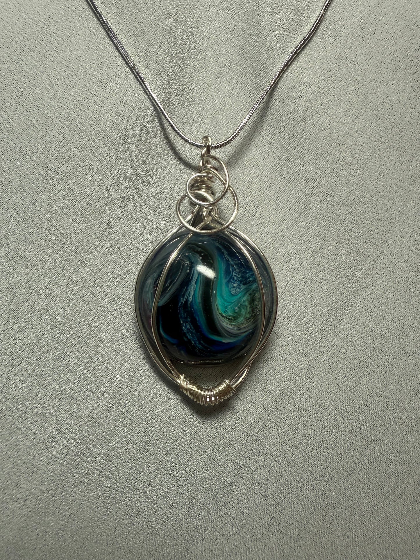 Resin Art Wire Wrapped Necklace
