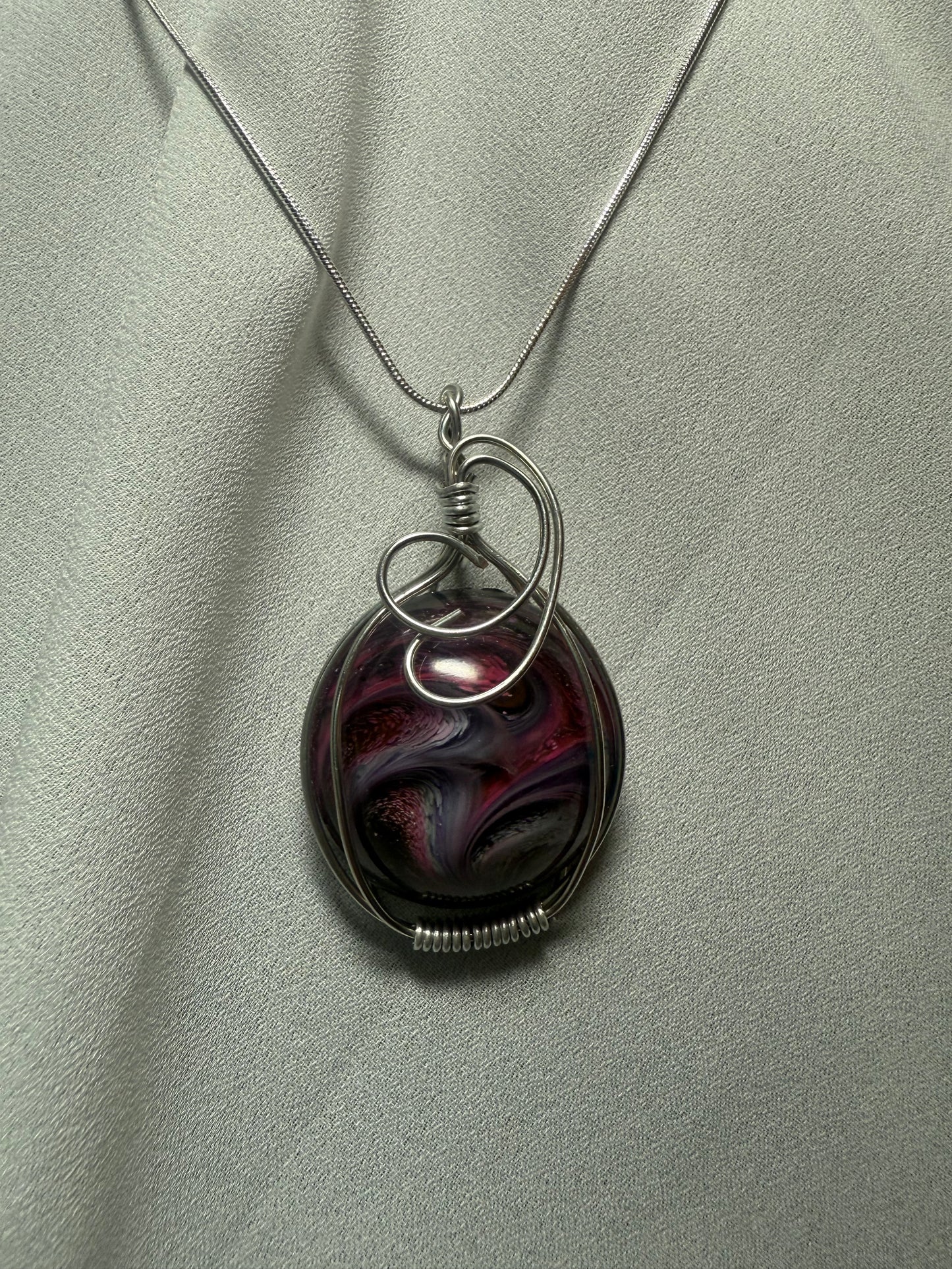 Wire Wrapped Resin Art Necklace