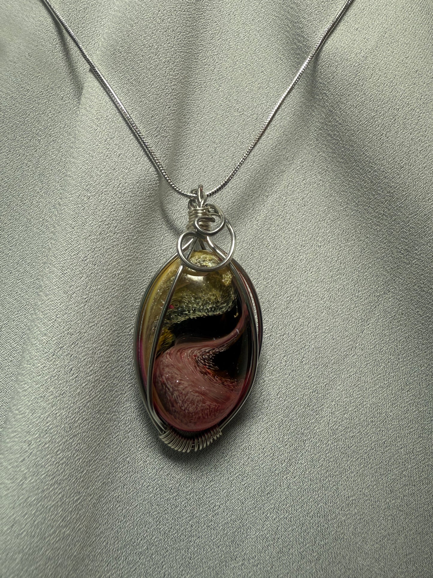 Resin Art Wire Wrapped Necklace