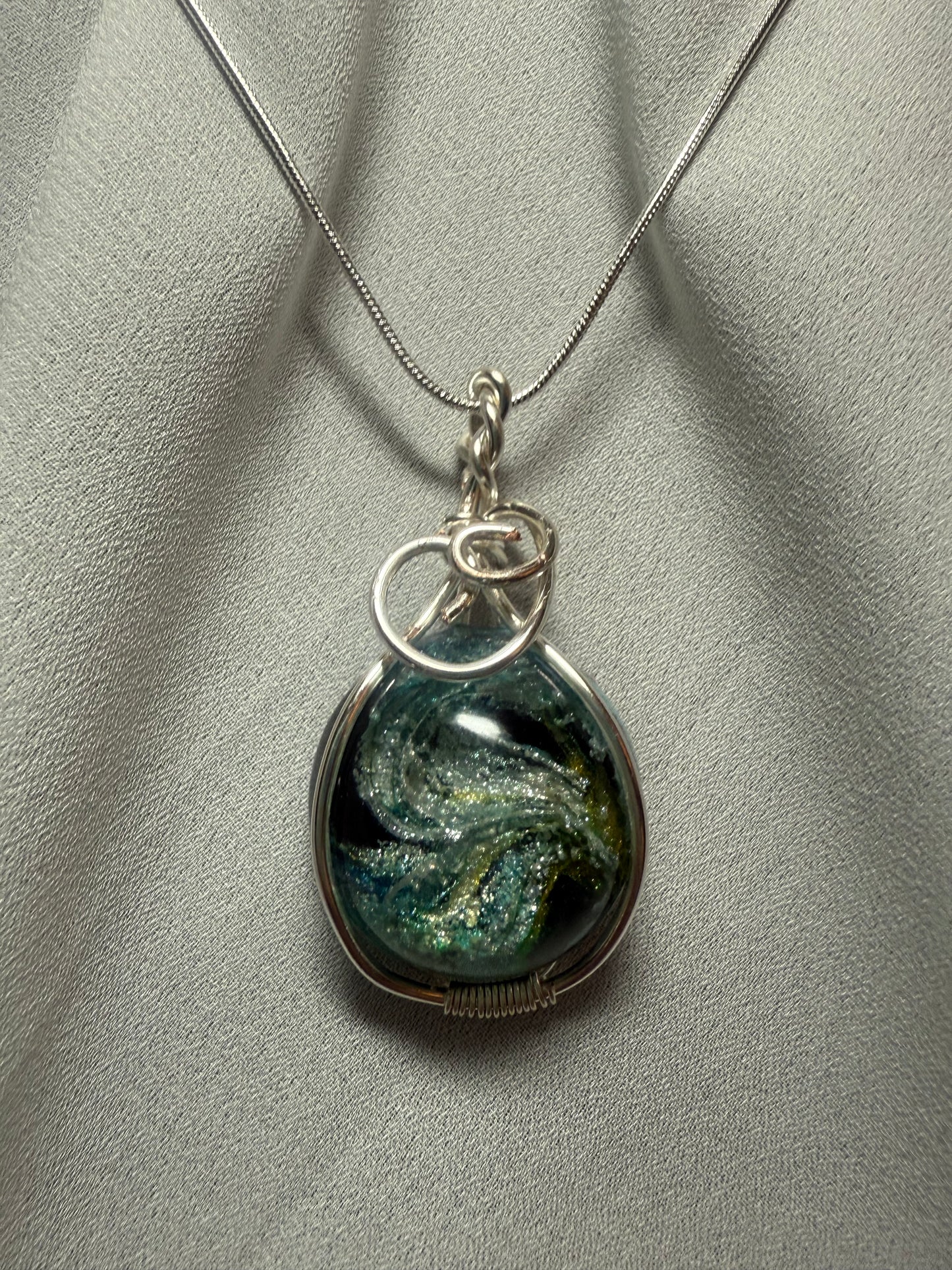 Resin Art Wire Wrapped Necklace