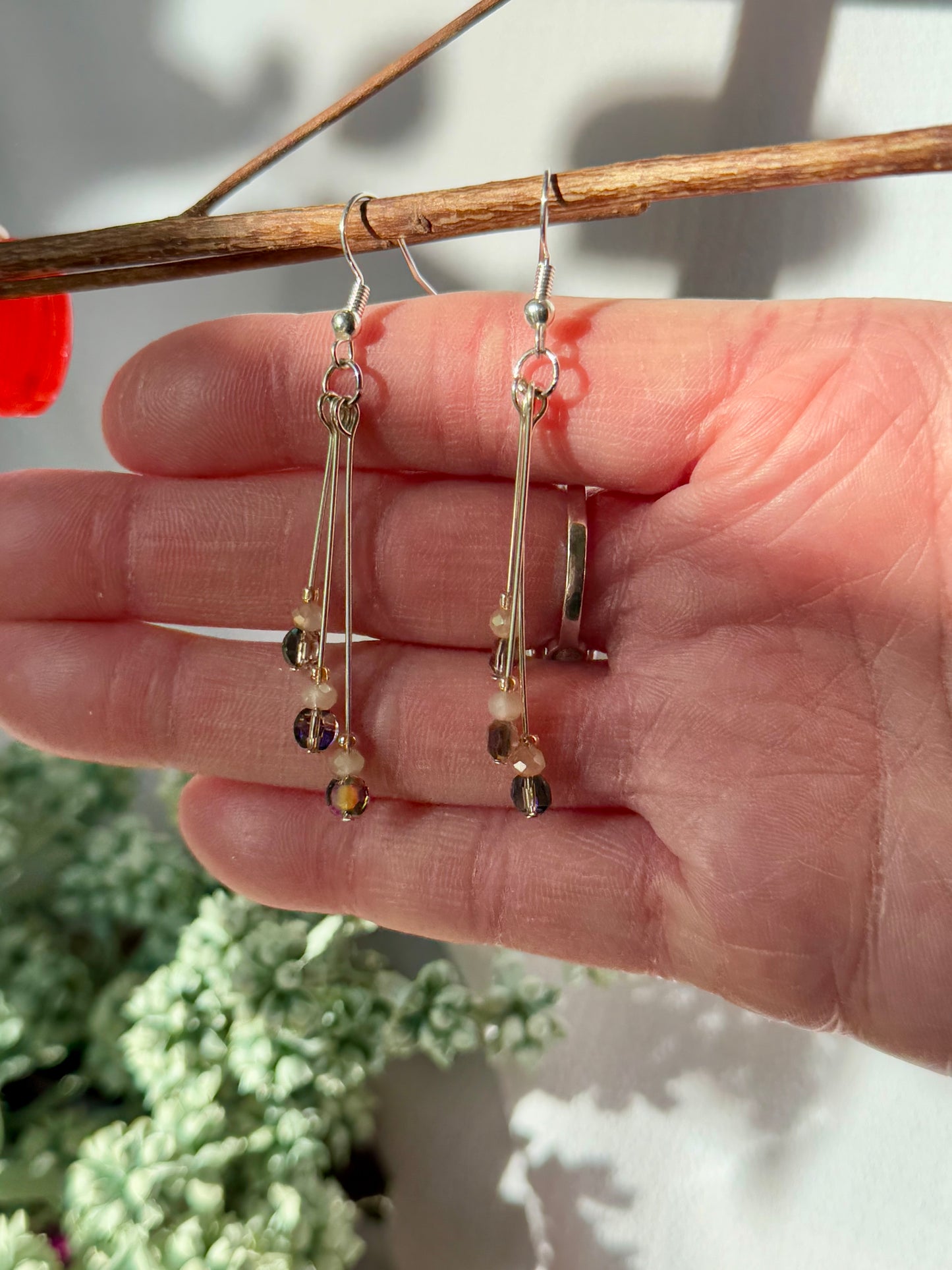 Beaded Dangle Beaded Earrings. With 925 Sterling Silver Plated Hooks