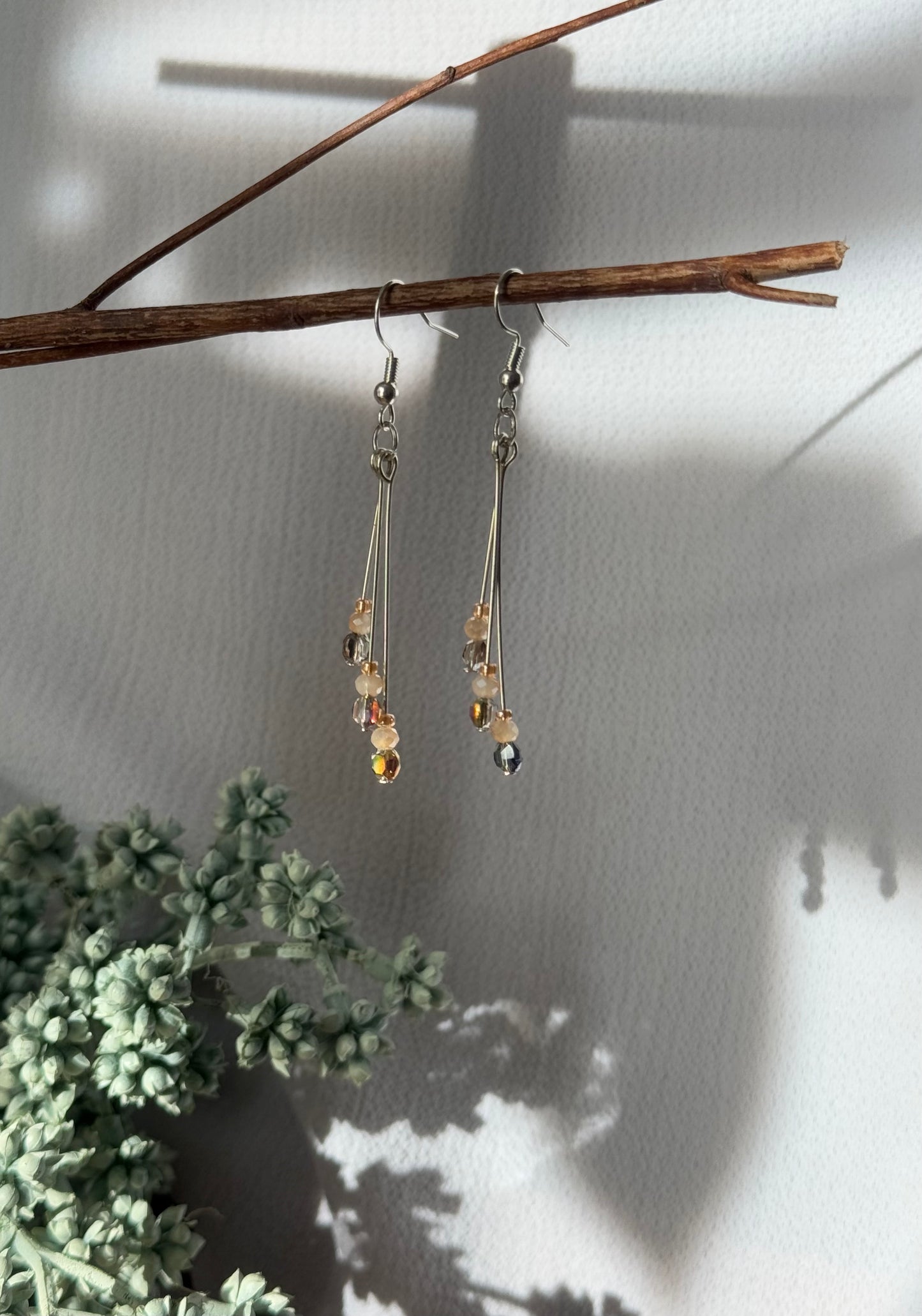 Beaded Dangle Beaded Earrings. With 925 Sterling Silver Plated Hooks