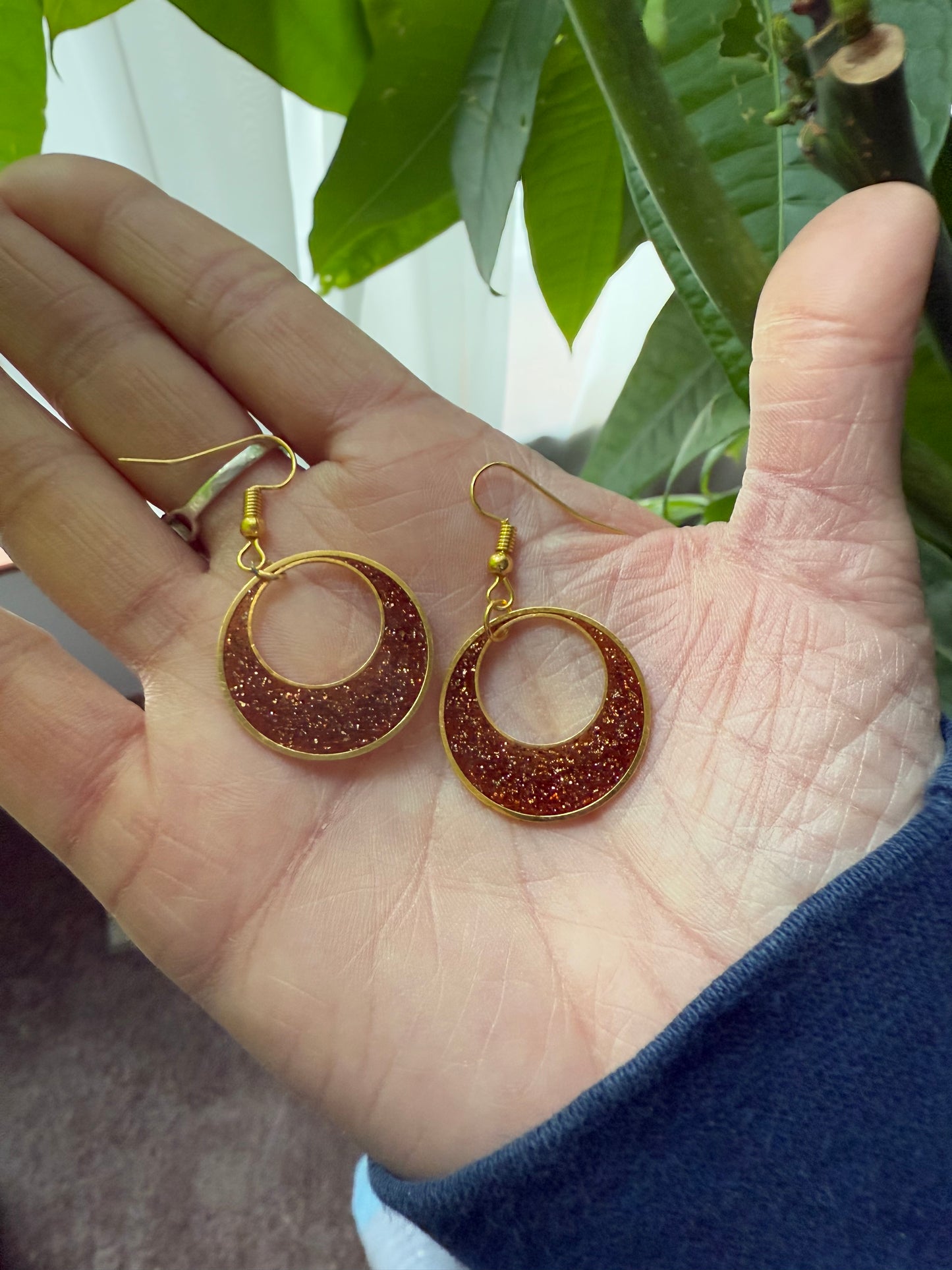 Gold Resin Art Earrings