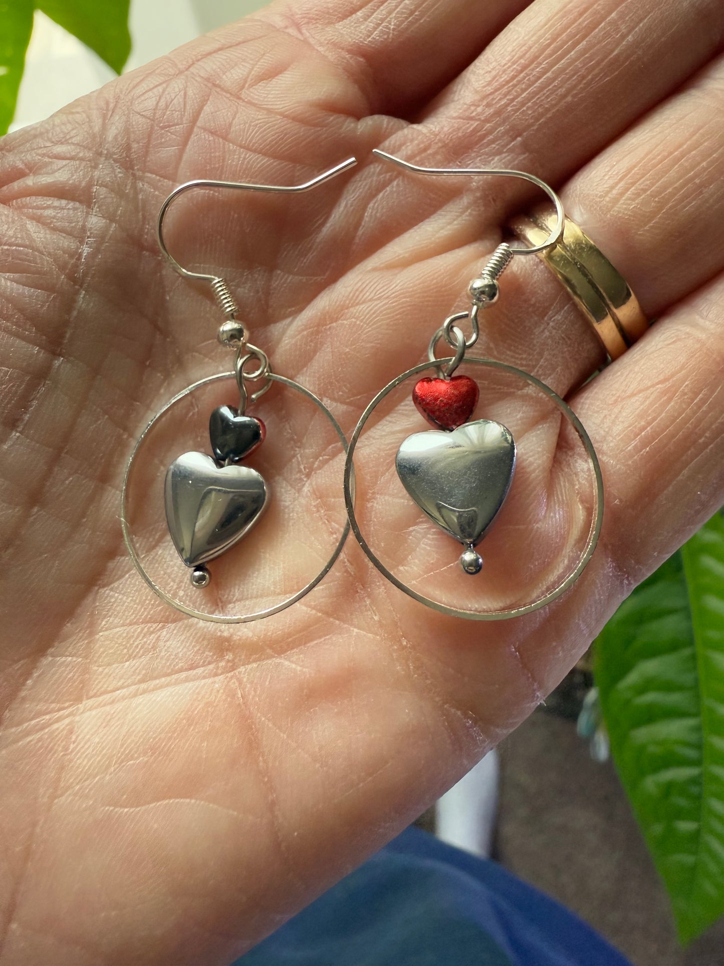 Silver Heart Earrings, With 925 Sterling Silver Plated Hooks