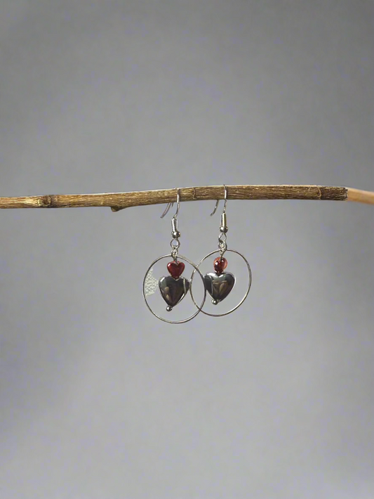 Silver Heart Earrings, With 925 Sterling Silver Plated Hooks