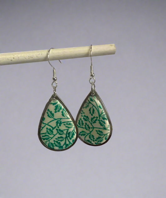 Clay Resin Art  Dangle Earrings. With 925 Sterling Silver Plated Hooks