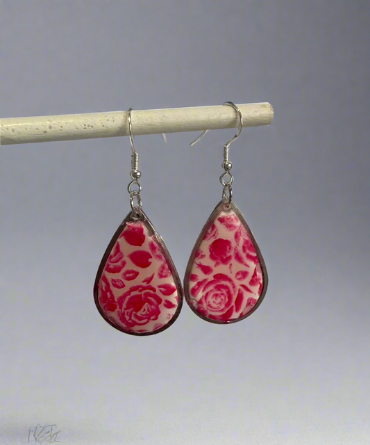 Clay Resin Art  Dangle Earrings. With 925 Sterling Silver Plated Hooks