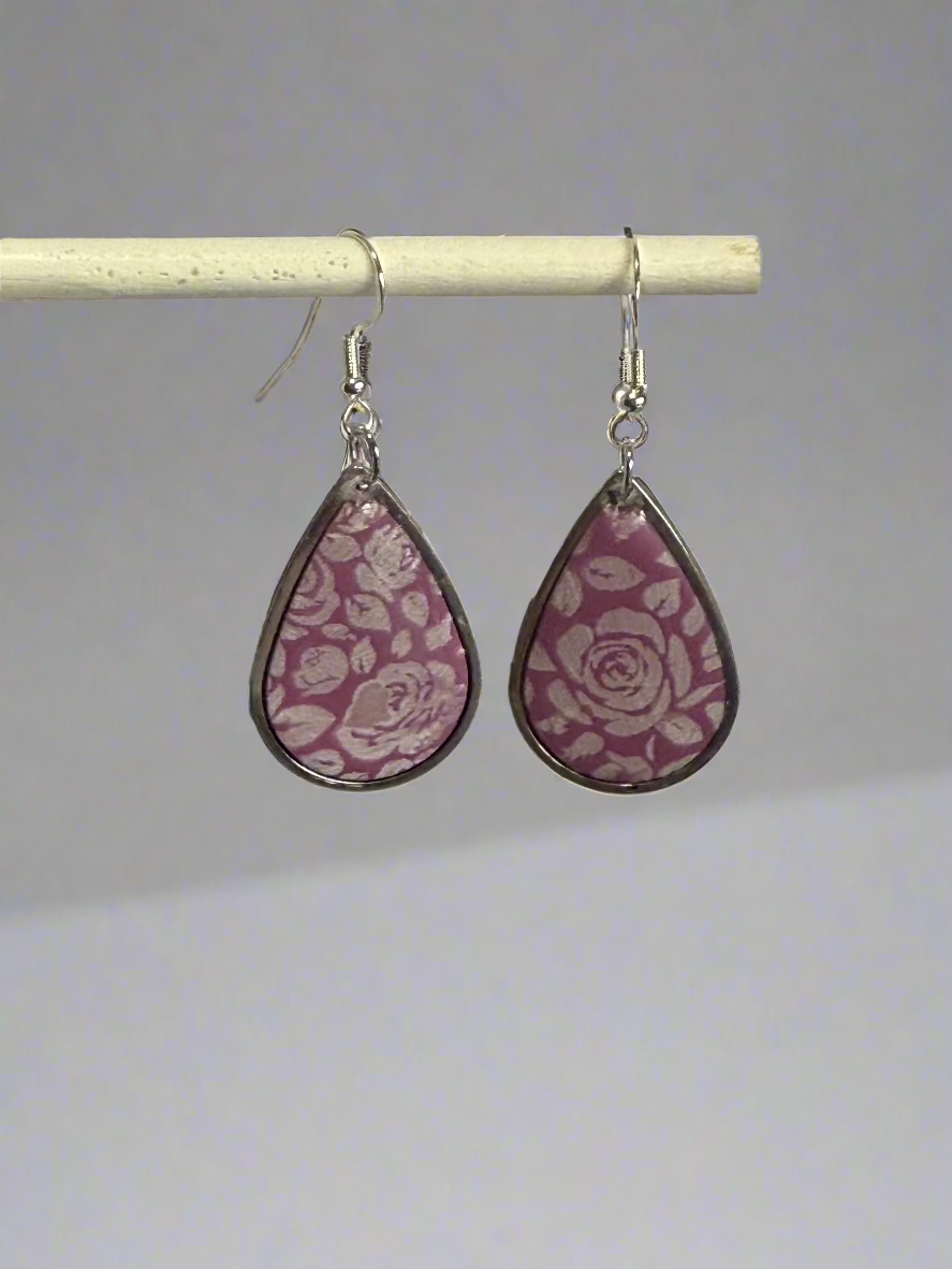 Clay Resin Art  Dangle Earrings. With 925 Sterling Silver Plated Hooks