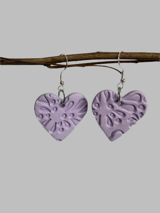 Clay Dangle Earrings. With 925 Sterling Silver Plated Hooks