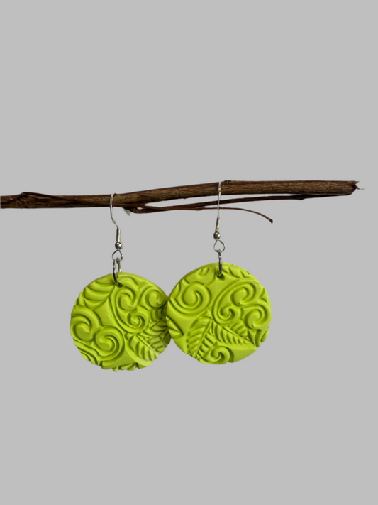 Clay Dangle Earrings. With 925 Sterling Silver Plated Hooks