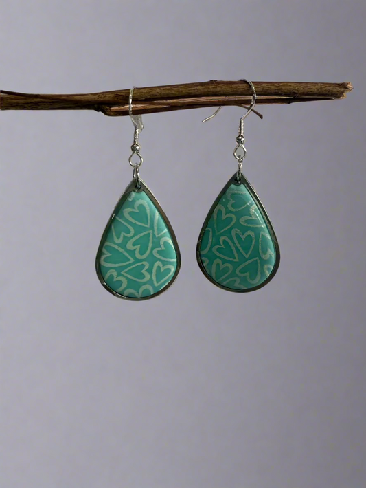 Clay Resin Art  Dangle Earrings. With 925 Sterling Silver Plated Hooks
