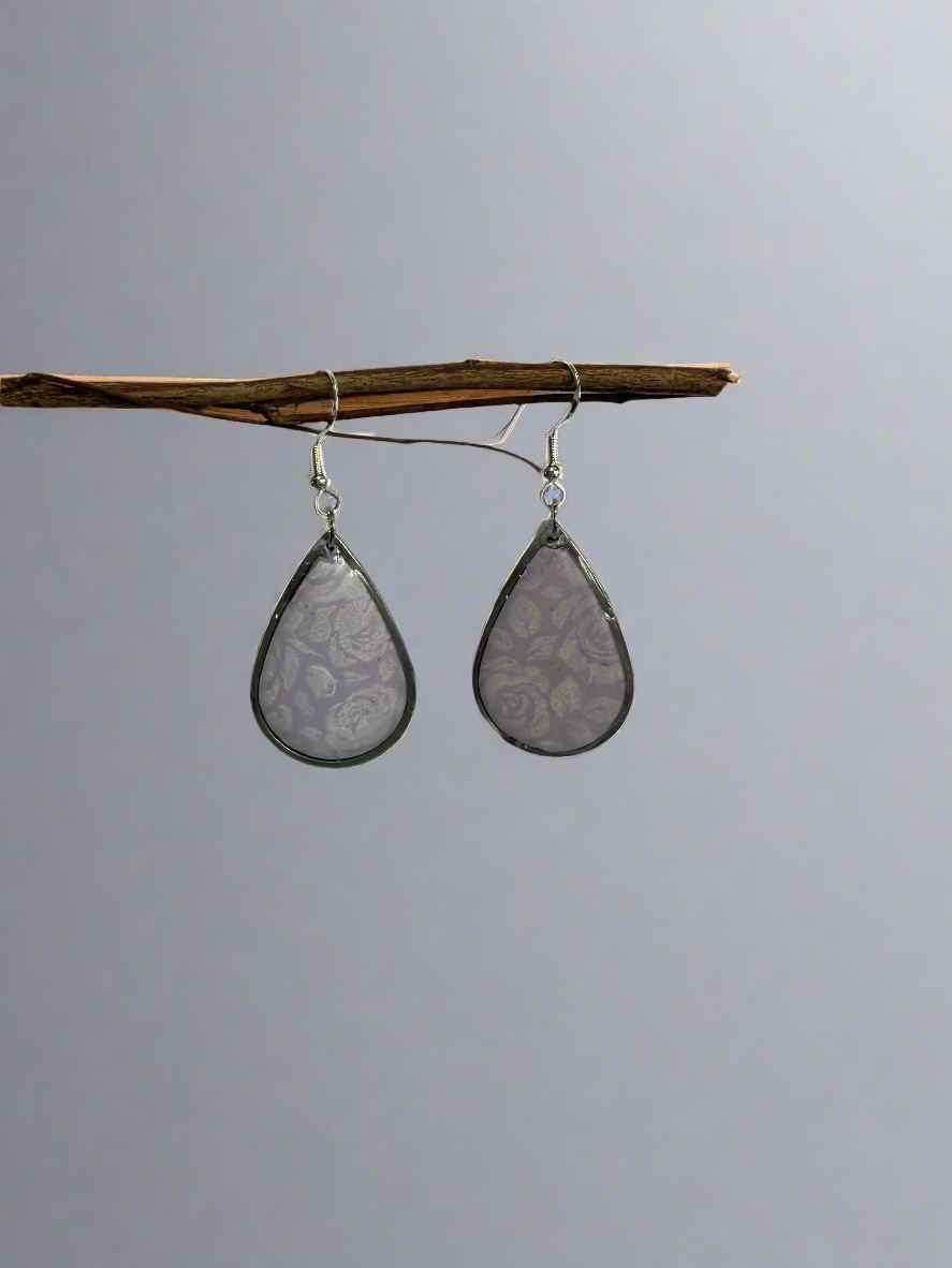 Clay Resin Art  Dangle Earrings. With 925 Sterling Silver Plated Hooks