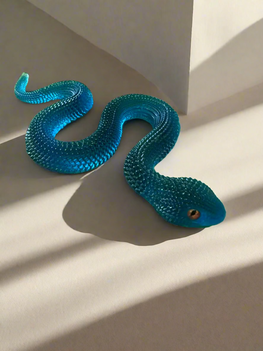 Resin Art Colorful  Snake. 7 Inches Long