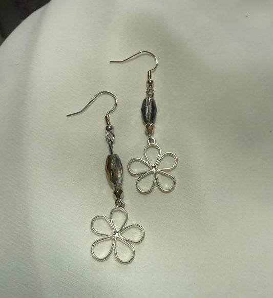 Beautiful Silver Beaded Dangle Earrings. With 925 Sterling Silver Plated Hooks