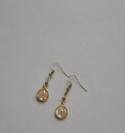 Resin Art Earrings Made With Real Pink Forget Me Nots With Gold Hooks