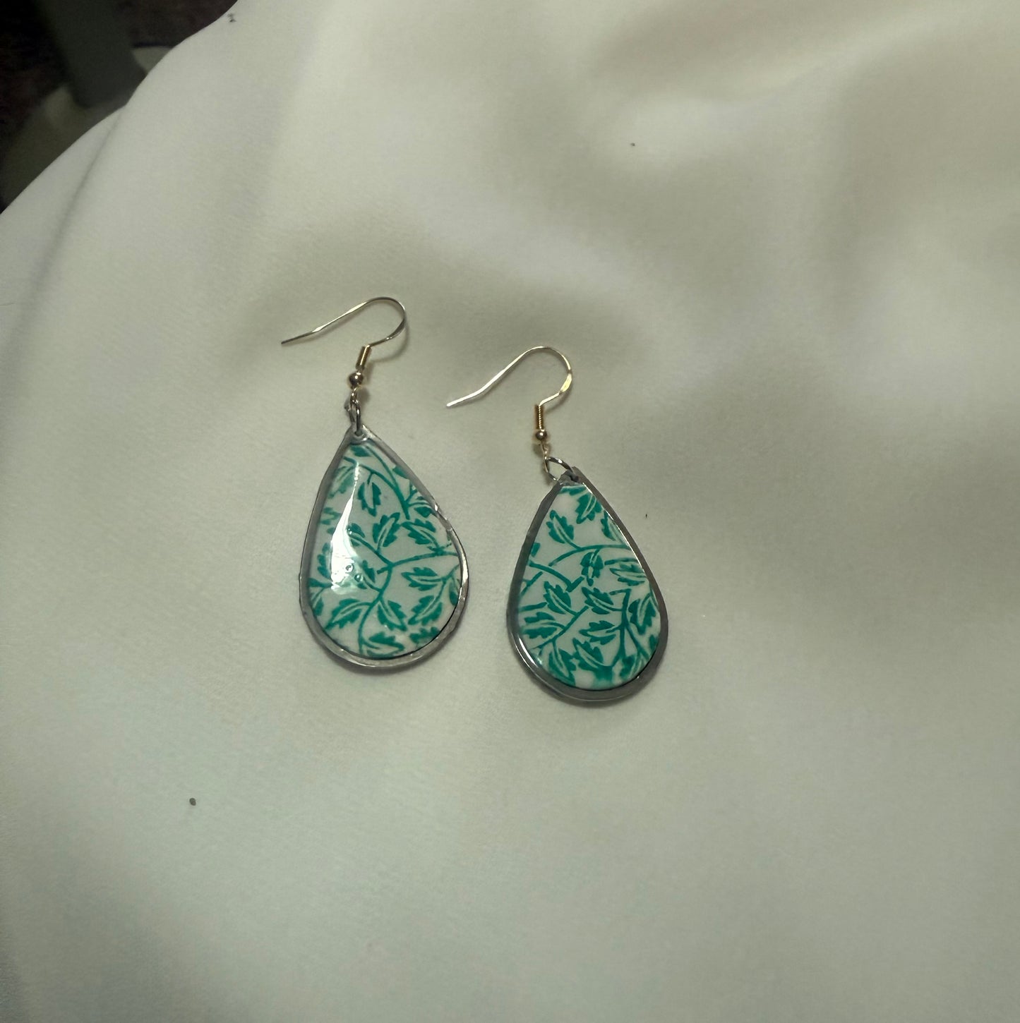 Clay Resin Art  Dangle Earrings. With 925 Sterling Silver Plated Hooks