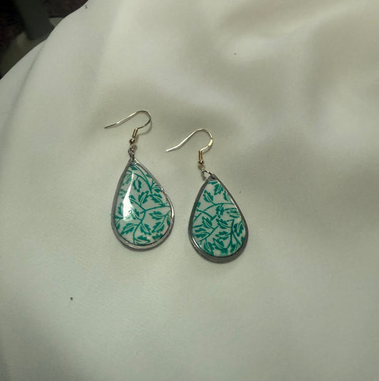 Clay Resin Art  Dangle Earrings. With 925 Sterling Silver Plated Hooks