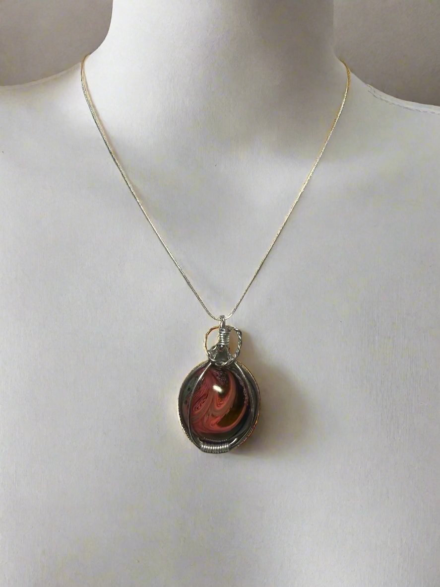 Resin Art Wire Wrapped Necklace