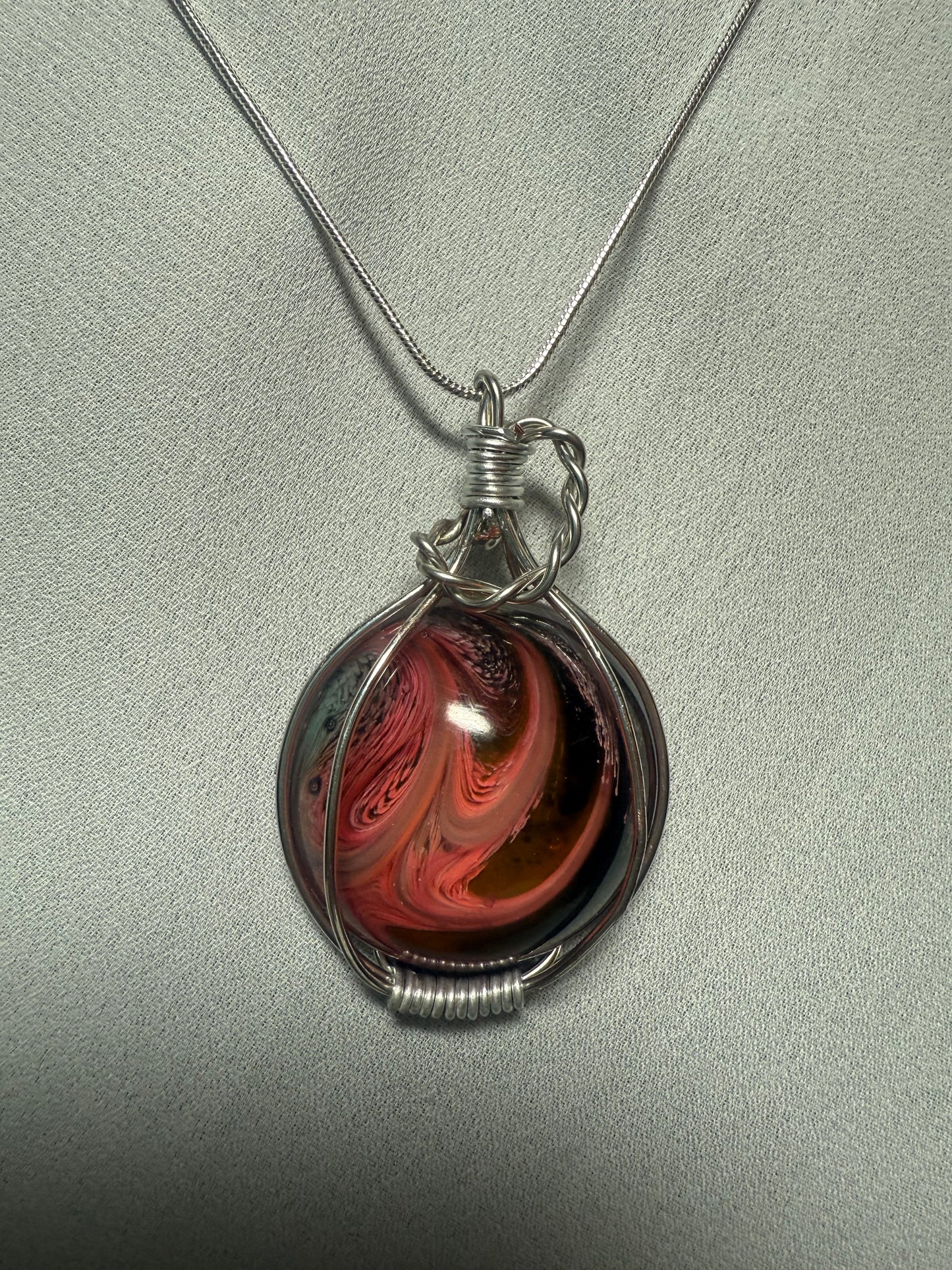 Resin Art Wire Wrapped Necklace