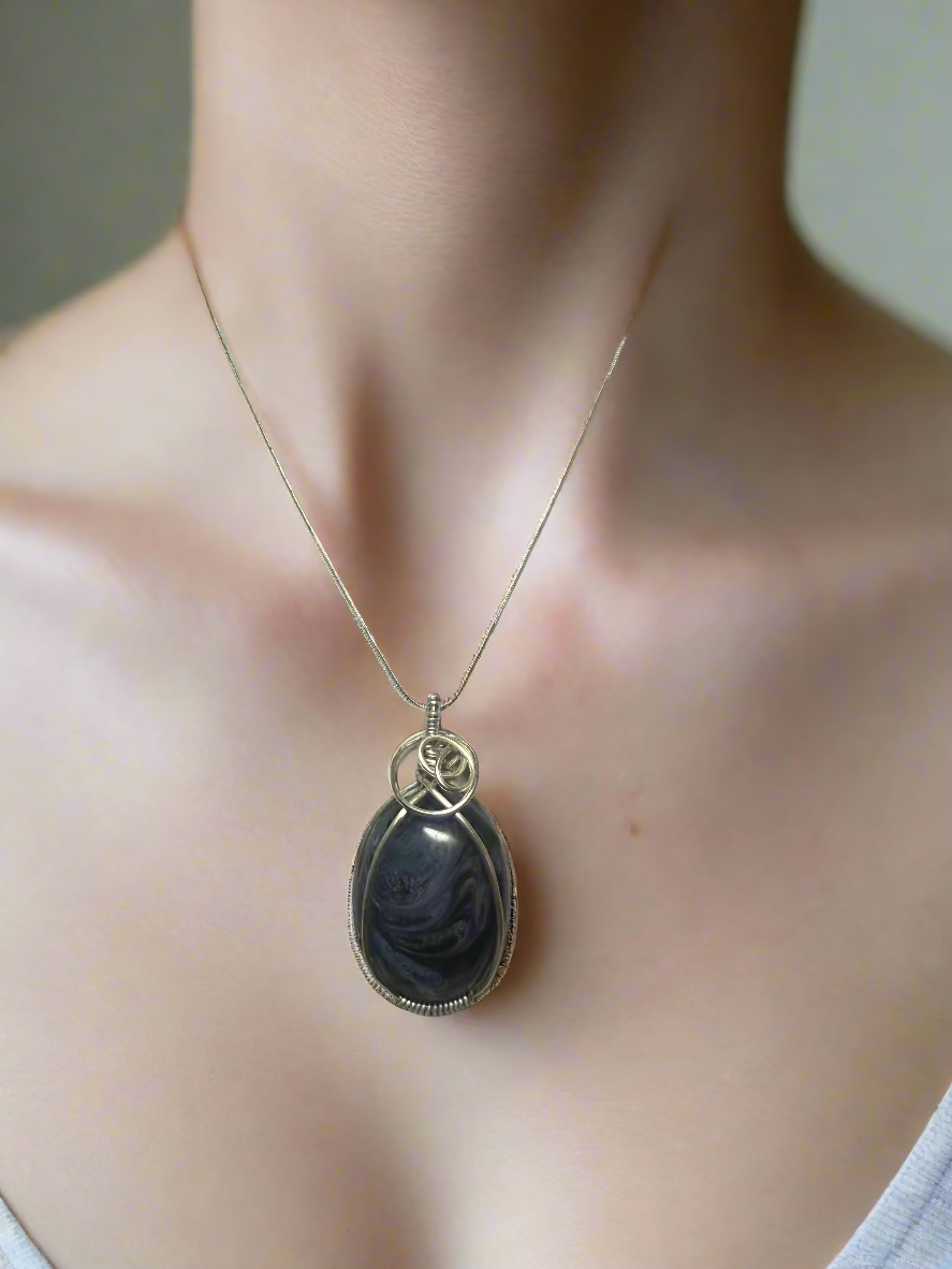 Resin Art Wire Wrapped Necklace