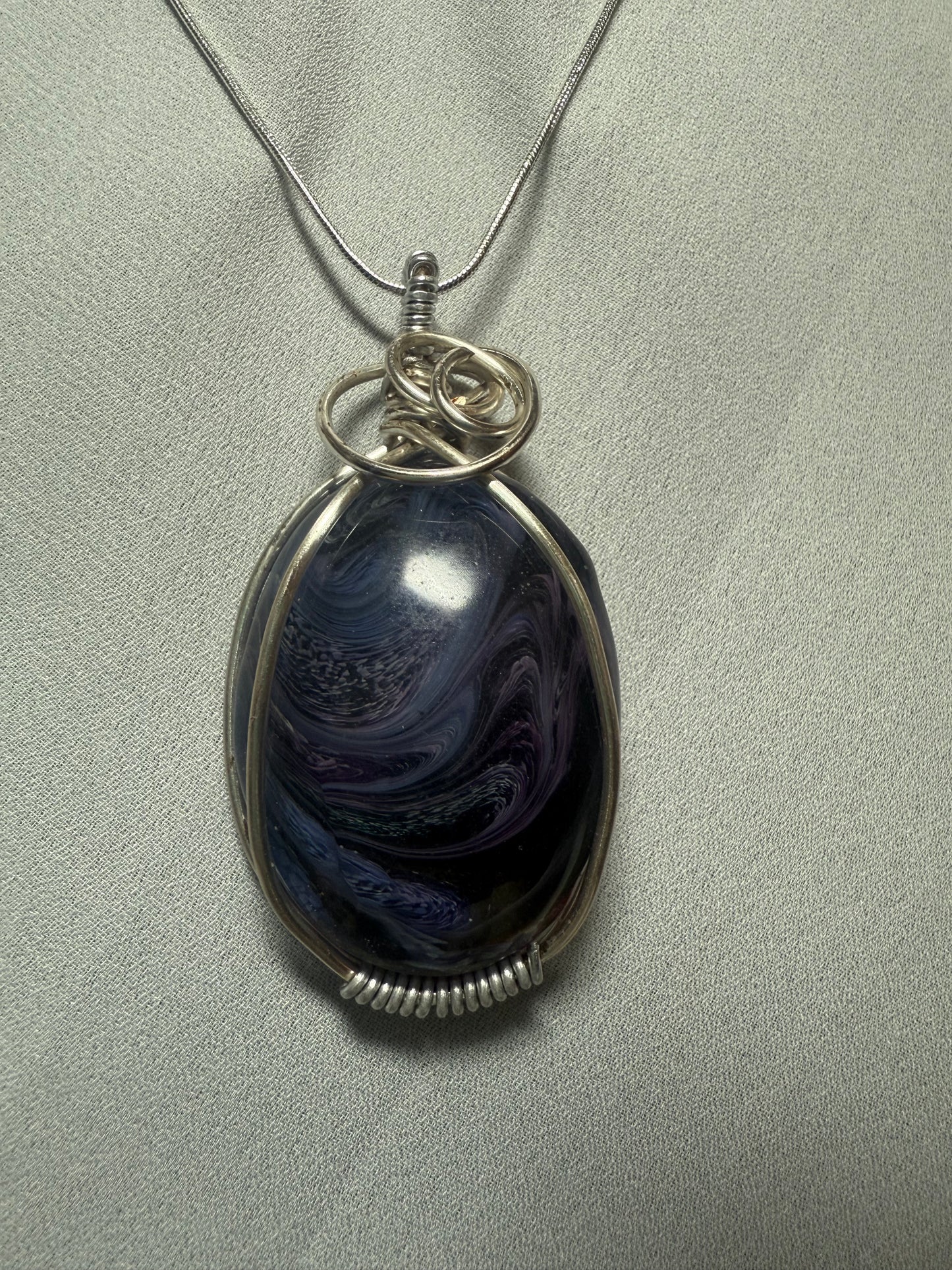 Resin Art Wire Wrapped Necklace