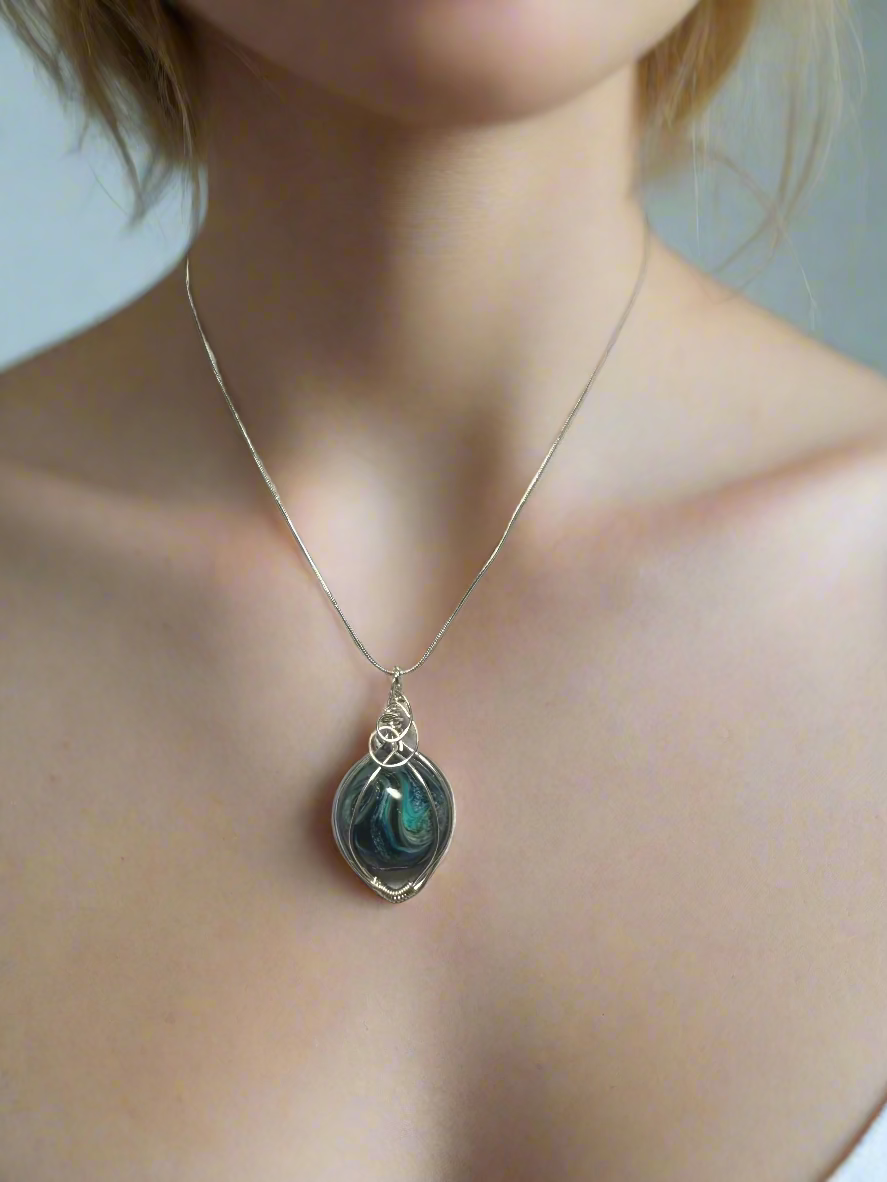 Resin Art Wire Wrapped Necklace