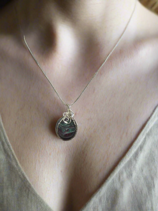 Resin Art Wire Wrapped Necklace