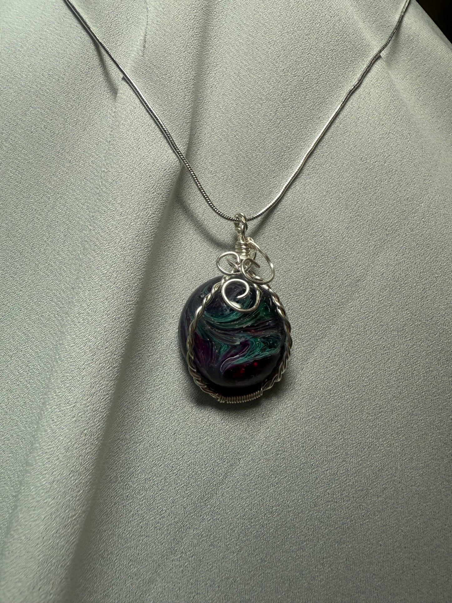 Resin Art Wire Wrapped Necklace