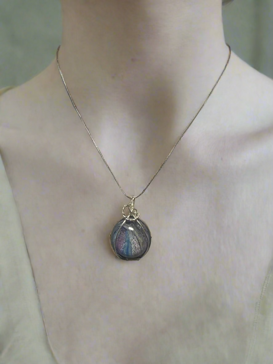 Resin Art Wire Wrapped Necklace