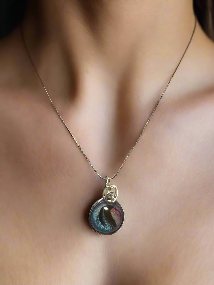 Resin Art Wire Wrapped Necklace