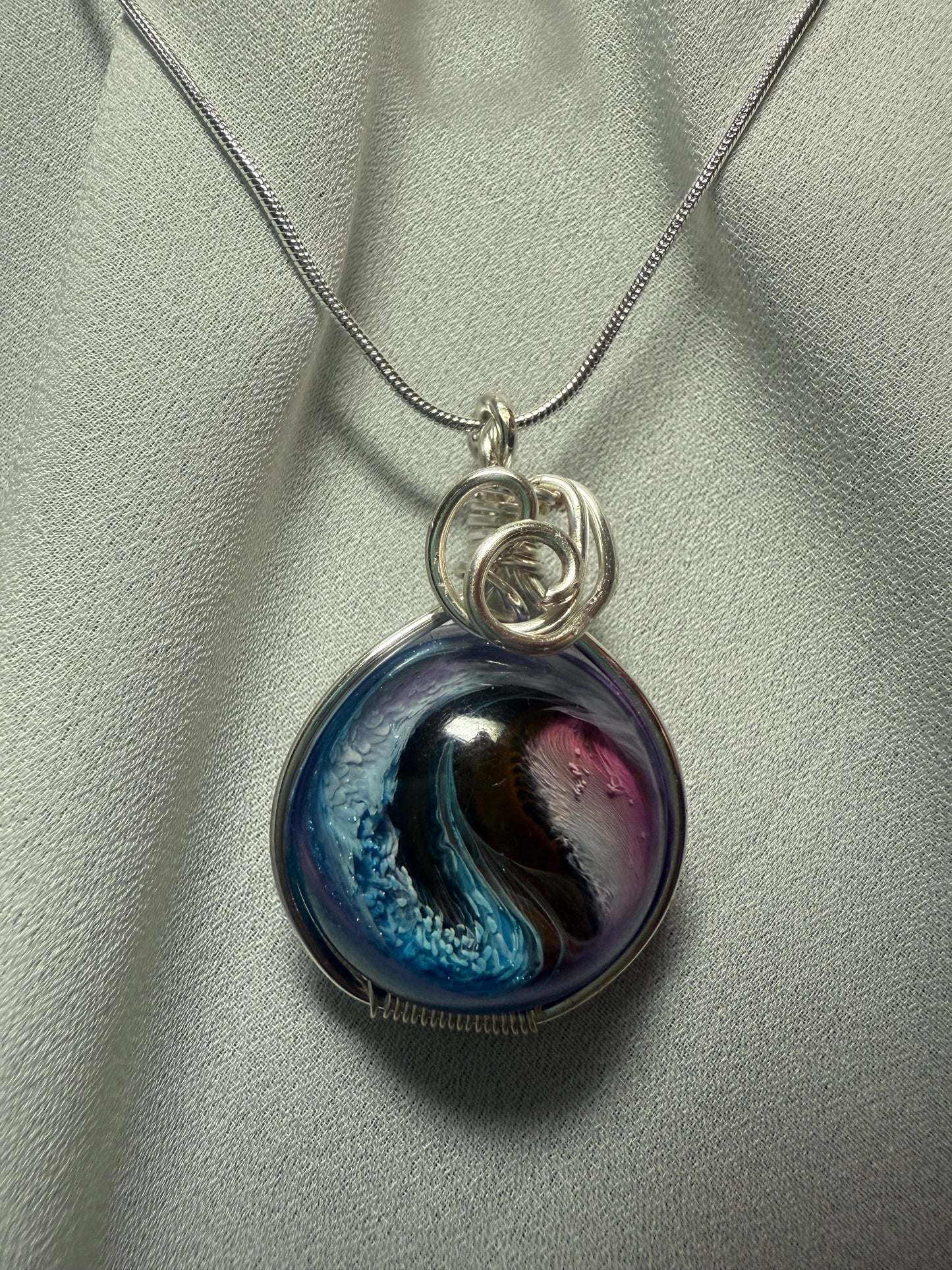 Resin Art Wire Wrapped Necklace