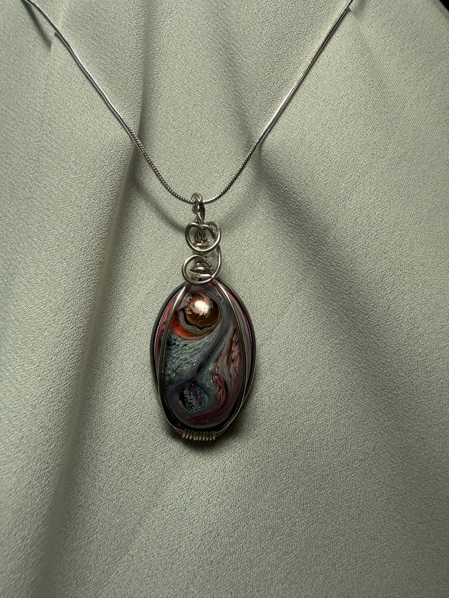 Resin Art Wire Wrapped Necklace