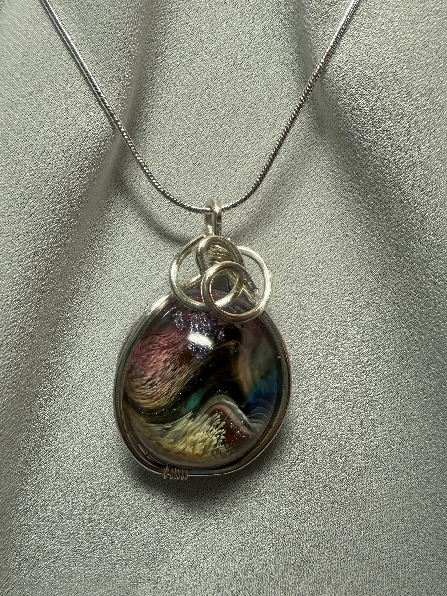 Resin Art Wire Wrapped Necklace