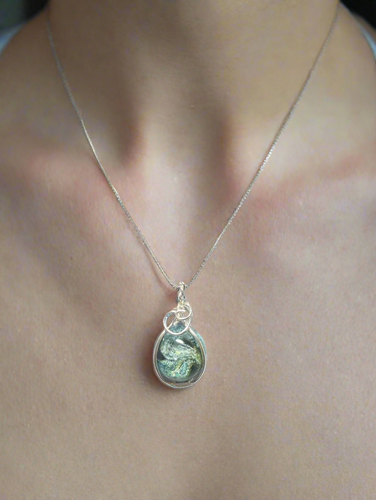 Resin Art Wire Wrapped Necklace