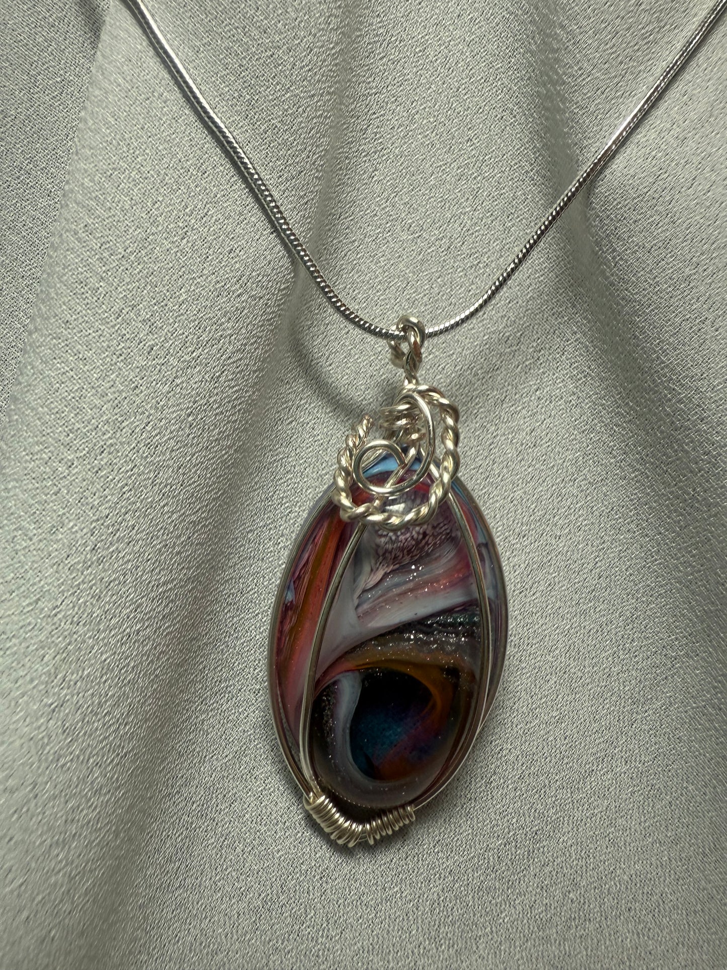 Resin Art Wire Wrapped Necklace