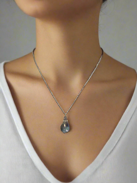 Beautiful Bead Necklace With a 18 inch Silver Chain