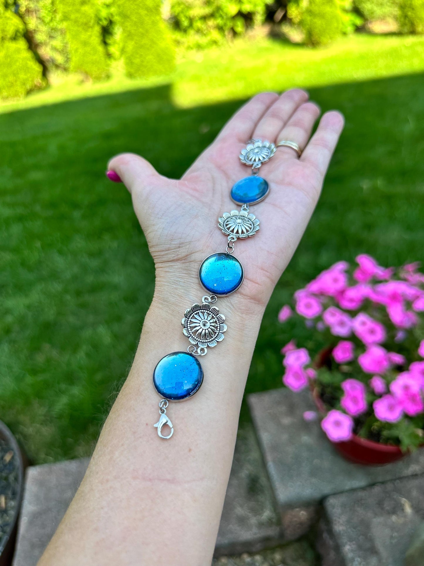 Blue Resin Art Bracelet