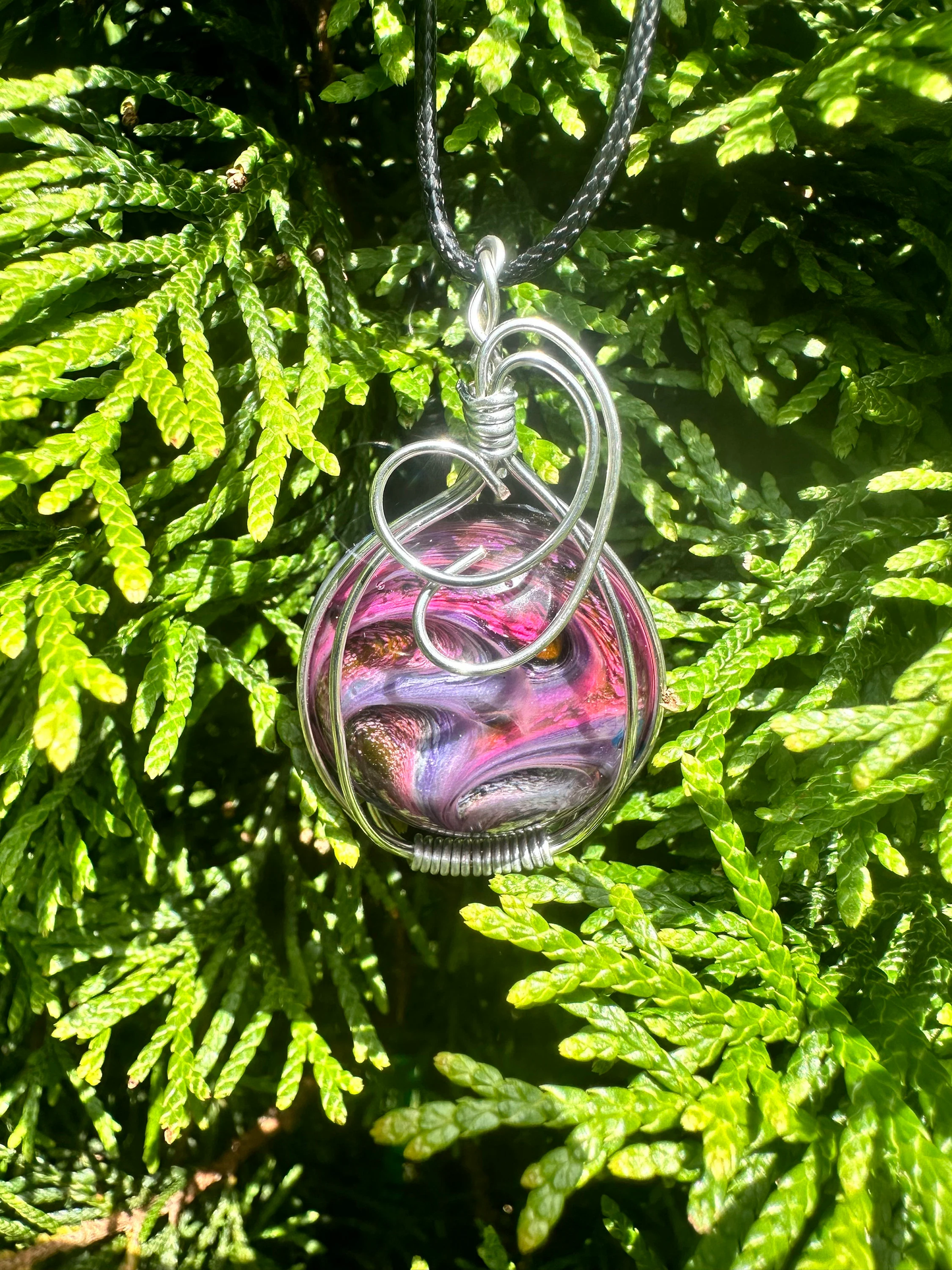 Wire Wrapped Resin Art Necklace