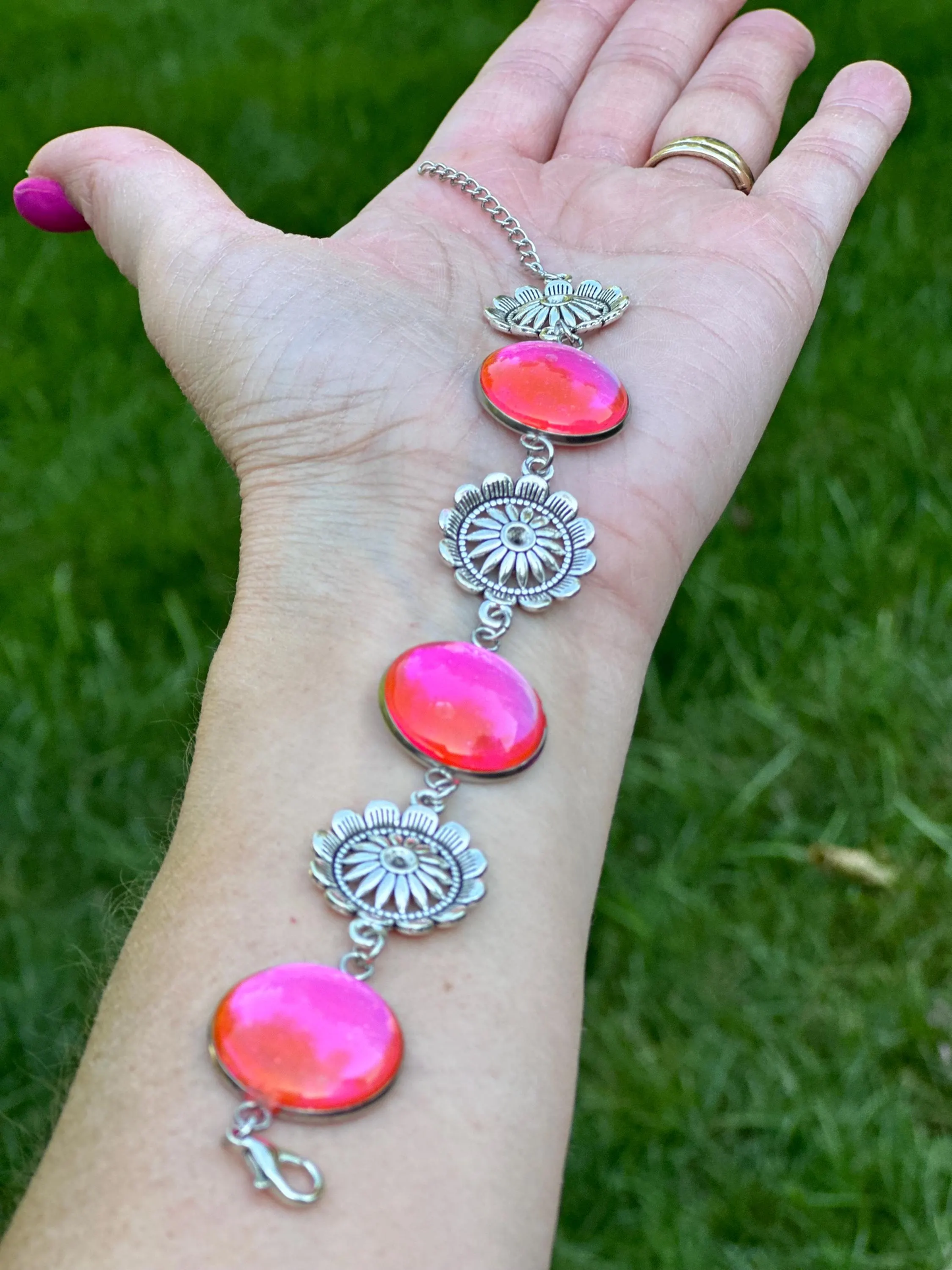 Pink Resin Art Bracelet