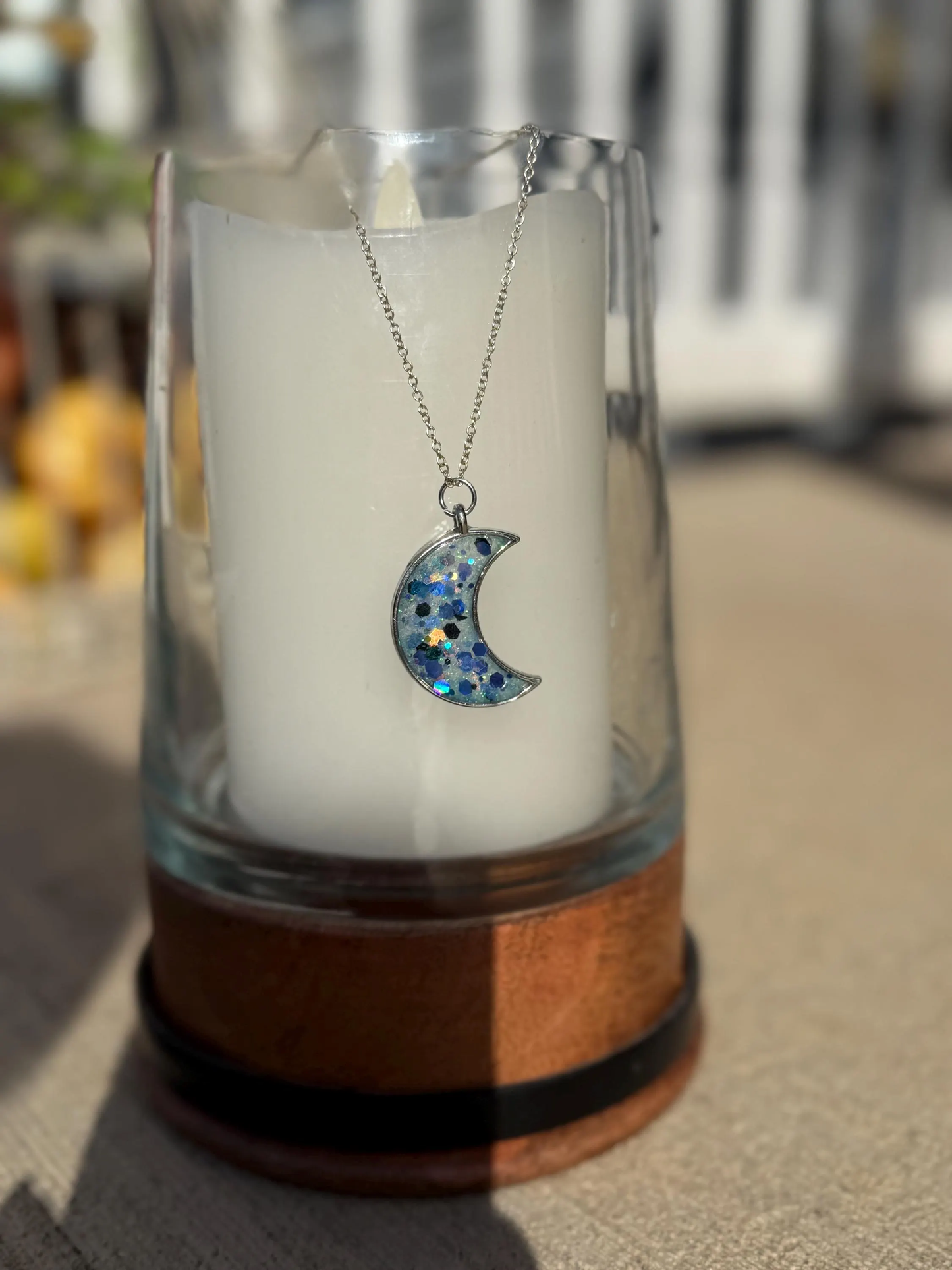 Blue Moon Resin Art Necklace